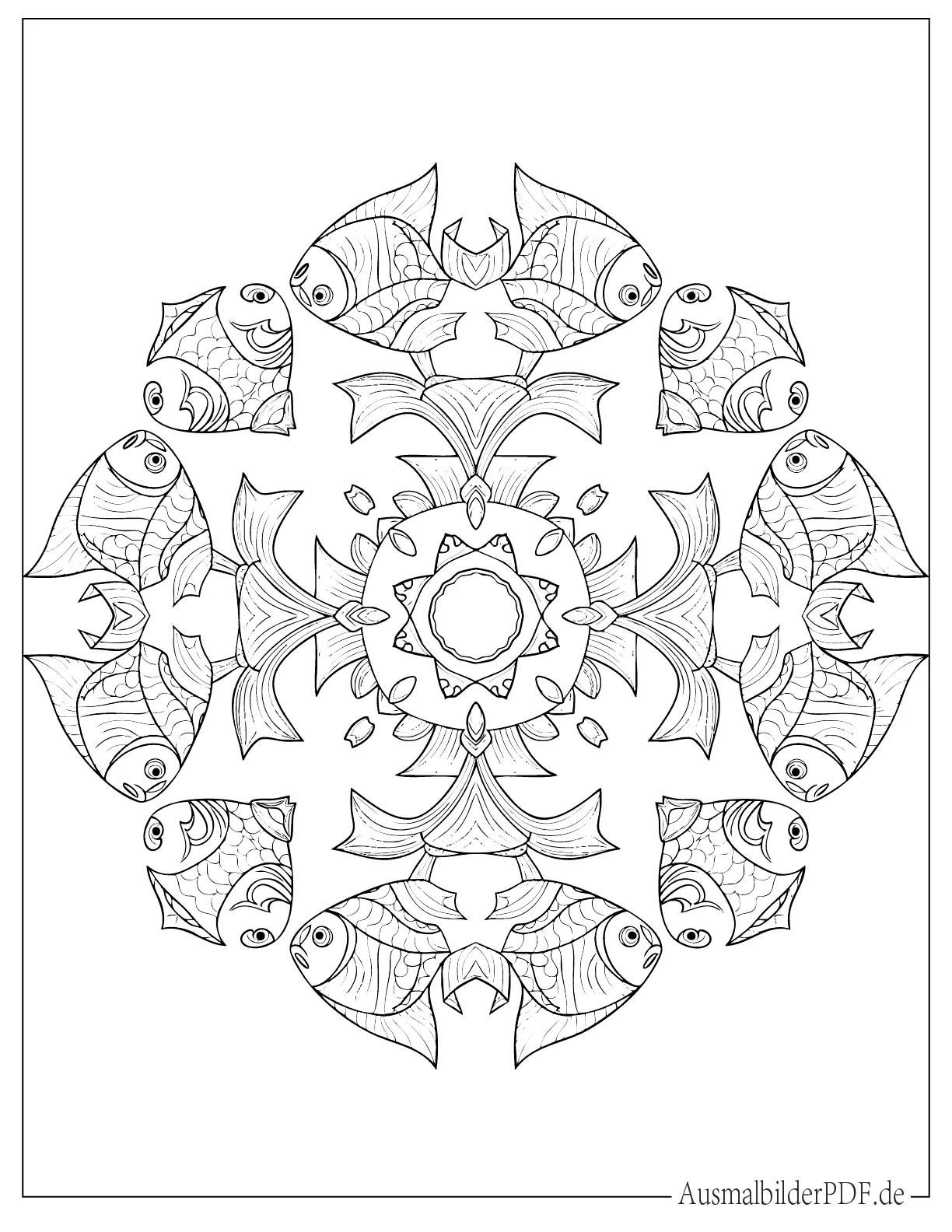 Fisch Mandala Ausmalvorlage für Erwachsene
