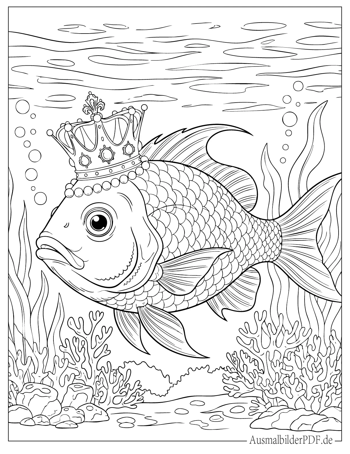 Königin Fisch trägt eine Krone zum Ausmalen
