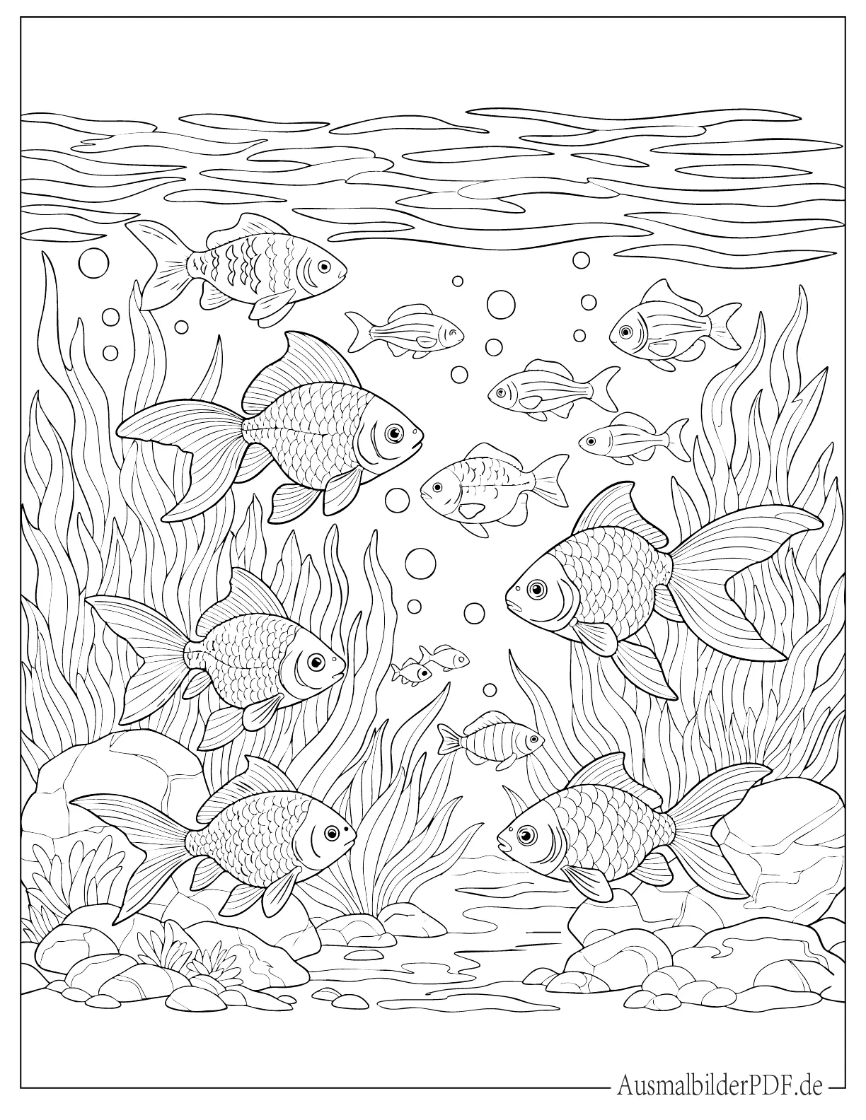 Viele Fische im Aquarium Malvorlage