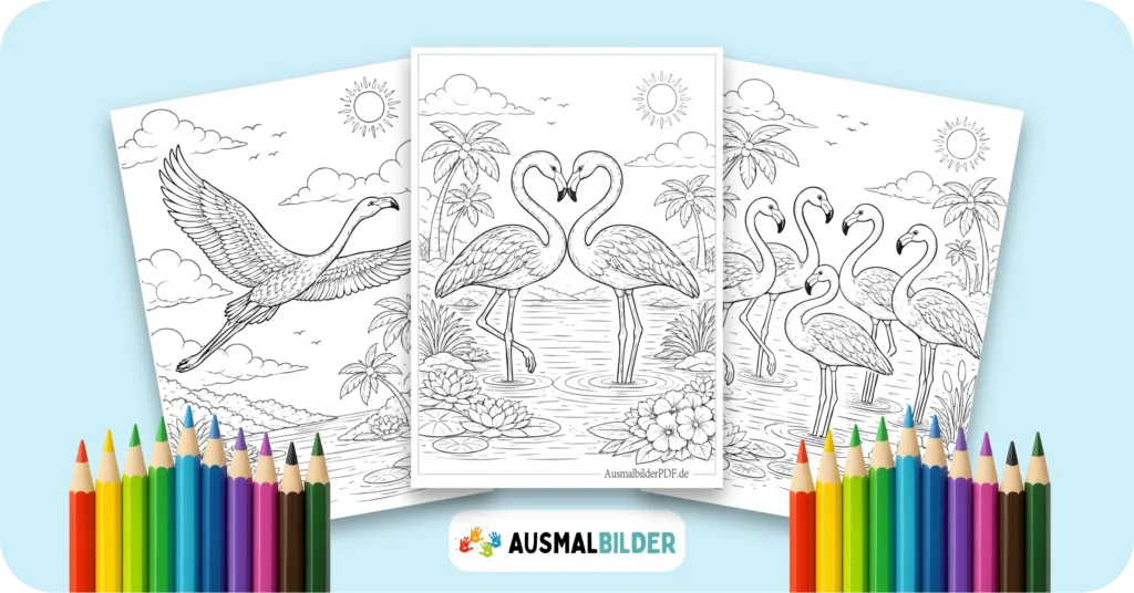 Flamingo Ausmalbilder kostenlose Malvorlagen zum Ausdrucken für Kinder und Erwachsene