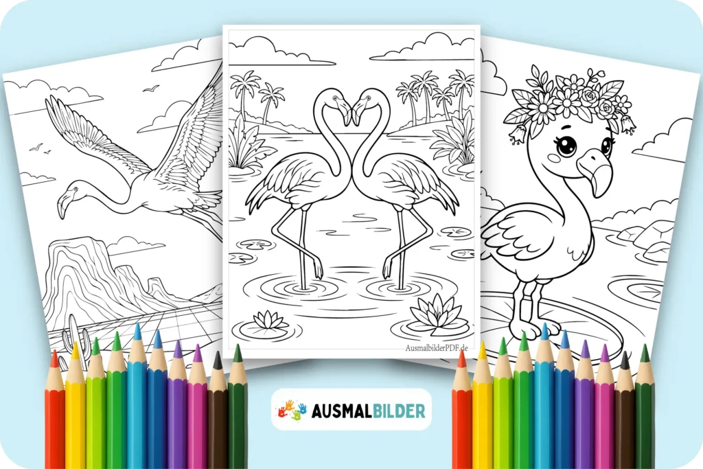 Flamingo Ausmalbilder kostenlose zum Ausdrucken für Kinder und Erwachsene