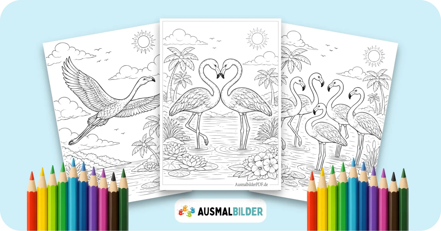 Flamingo Ausmalbilder kostenlose Malvorlagen zum Ausdrucken für Kinder und Erwachsene