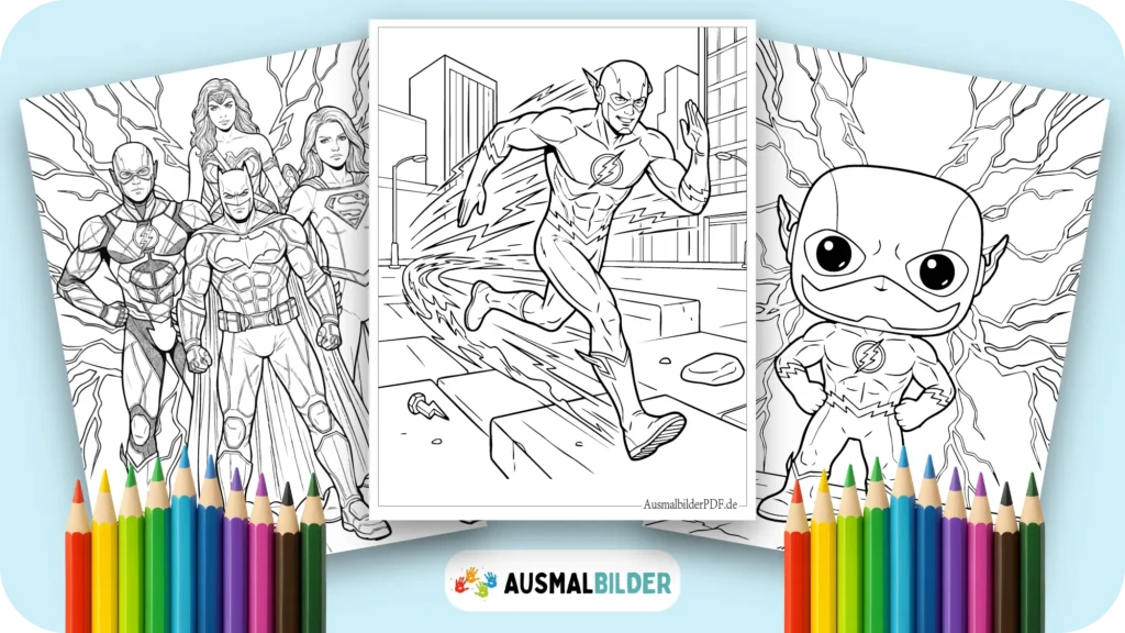 Flash Ausmalbilder kostenlose Vorlagen zum Ausdrucken für Kinder jeden Alters