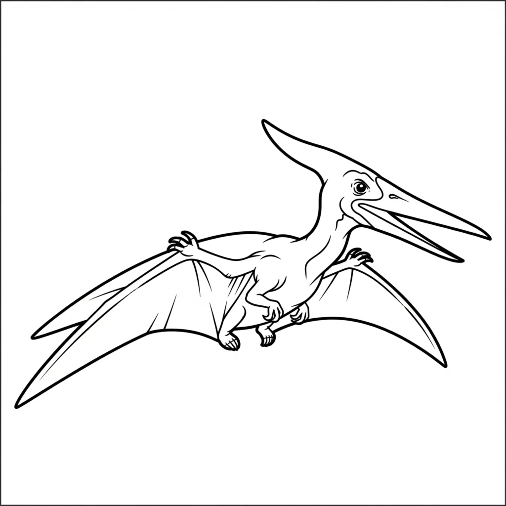 Dieses flugsaurier ausmalbild zum ausdrucken kostenlos zeigt einen klassischen Flugsaurier im Flug. Ideal für kreative Kinder und Erwachsene.