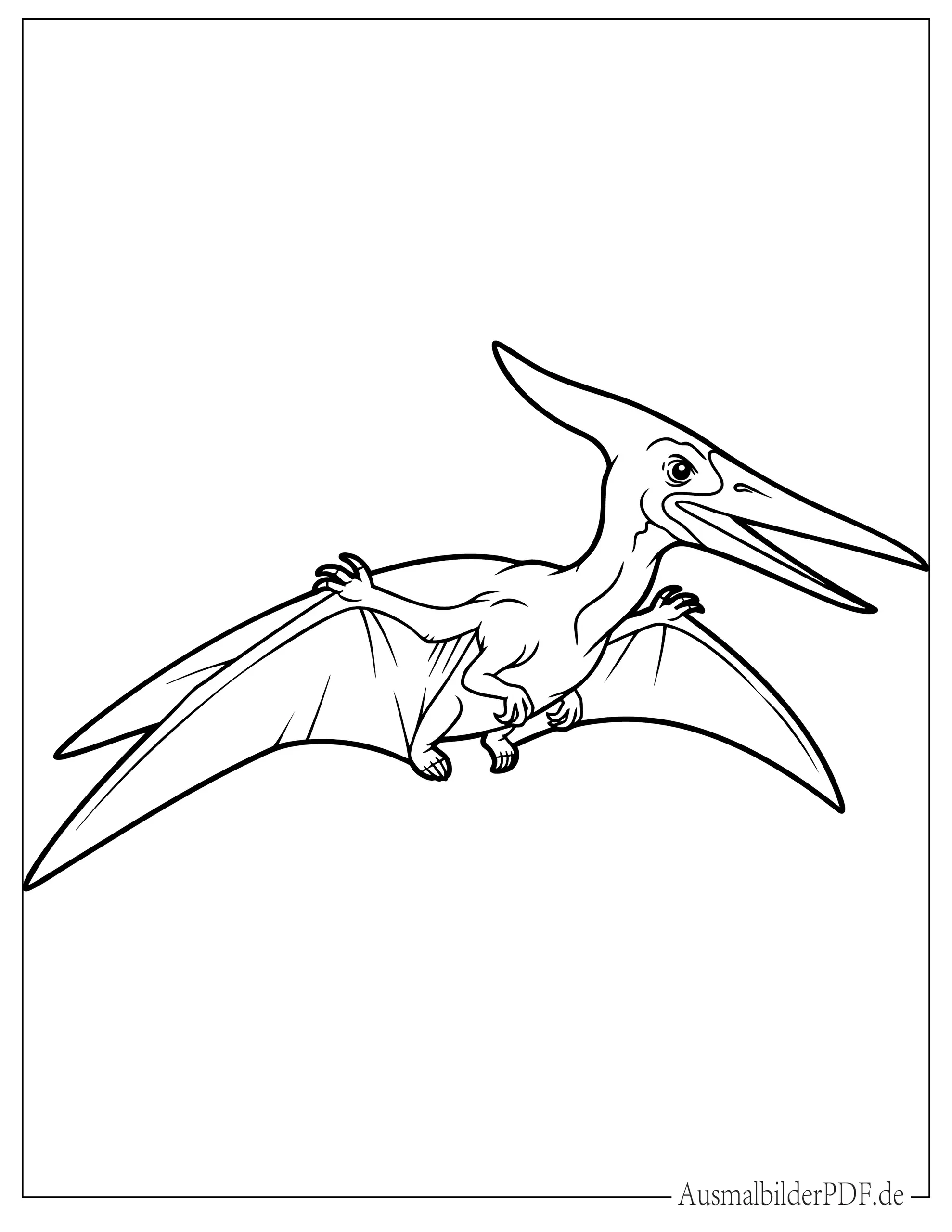 Einfaches Dinosaurier Flugsaurier Ausmalbild für Kinder