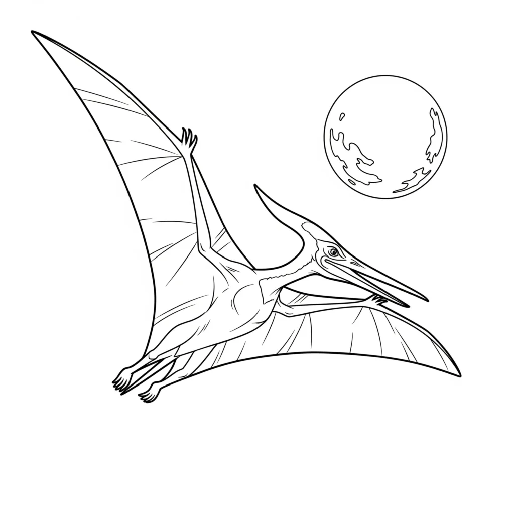 Ein großer Flugsaurier gleitet in der Nacht vor dem Vollmond vorbei