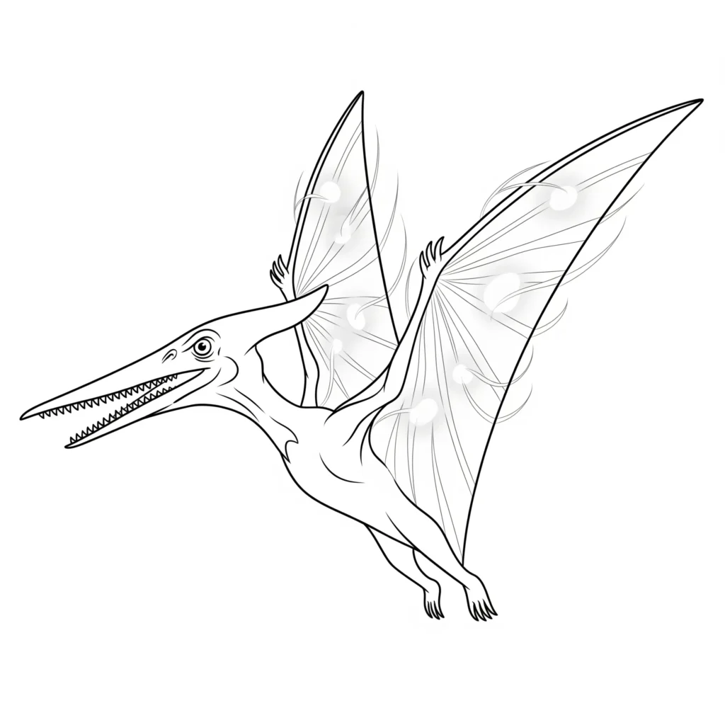 Ein beeindruckender Flugsaurier mit großflächigen, leuchtenden Mustern auf den Flügeln