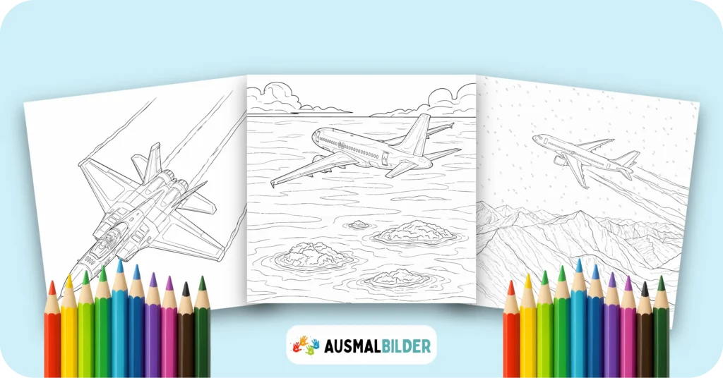 Flugzeug Ausmalbilder kostenlose Malvorlagen zum Ausdrucken für Kinder und Erwachsene