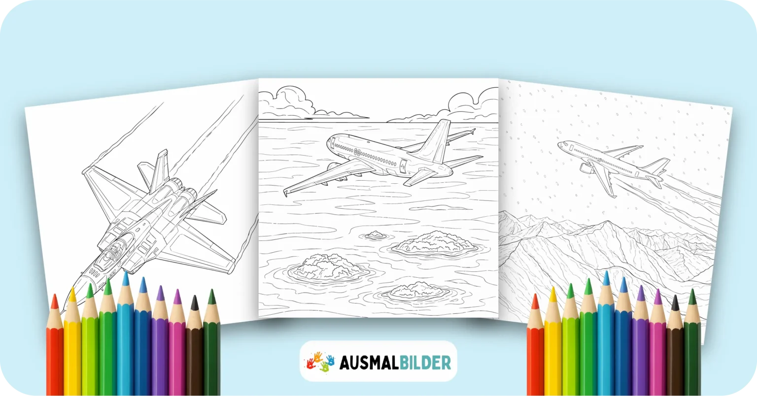 Flugzeug Ausmalbilder kostenlose Malvorlagen zum Ausdrucken für Kinder und Erwachsene