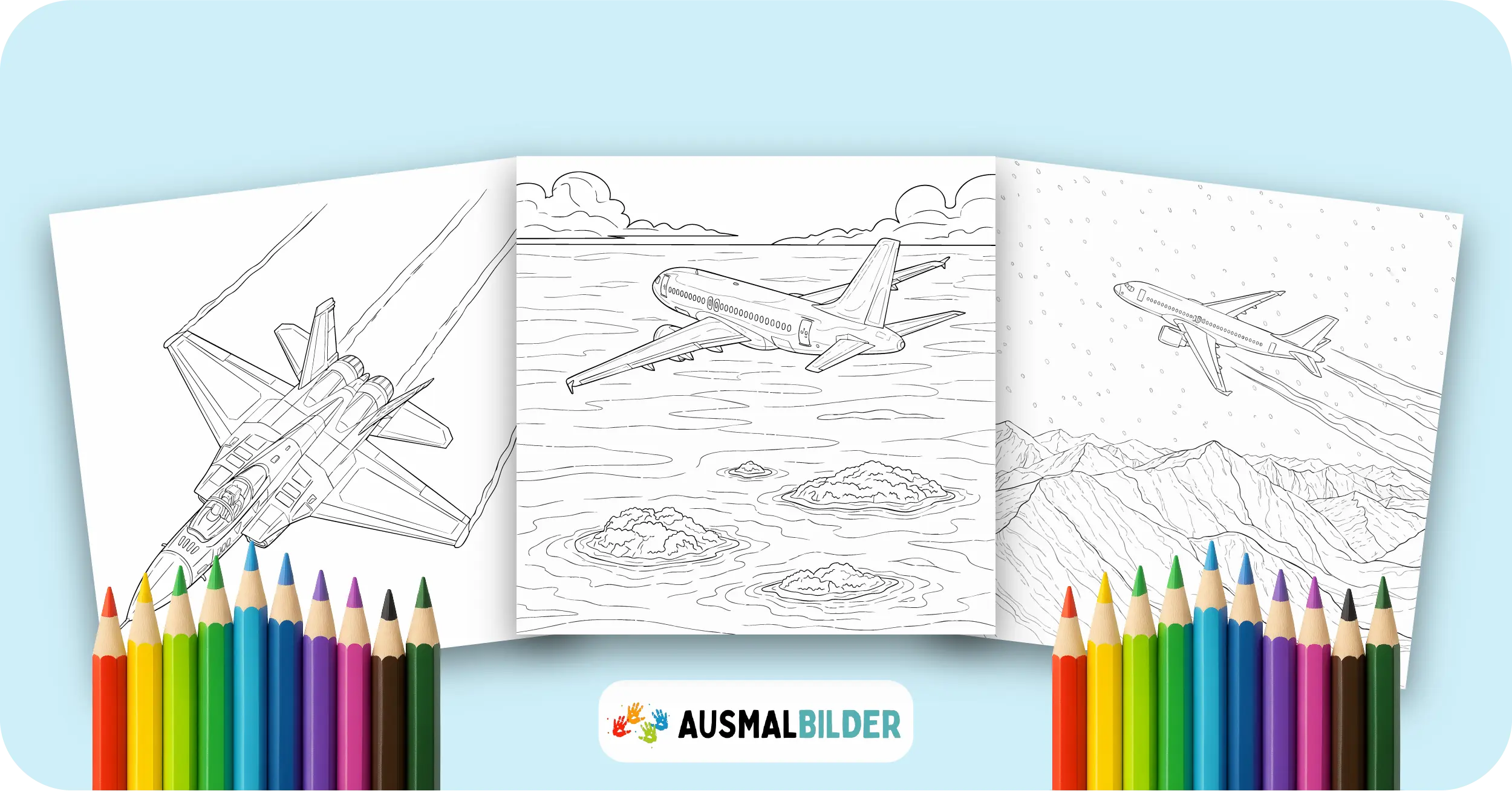 Flugzeug Ausmalbilder kostenlose Malvorlagen zum Ausdrucken für Kinder und Erwachsene