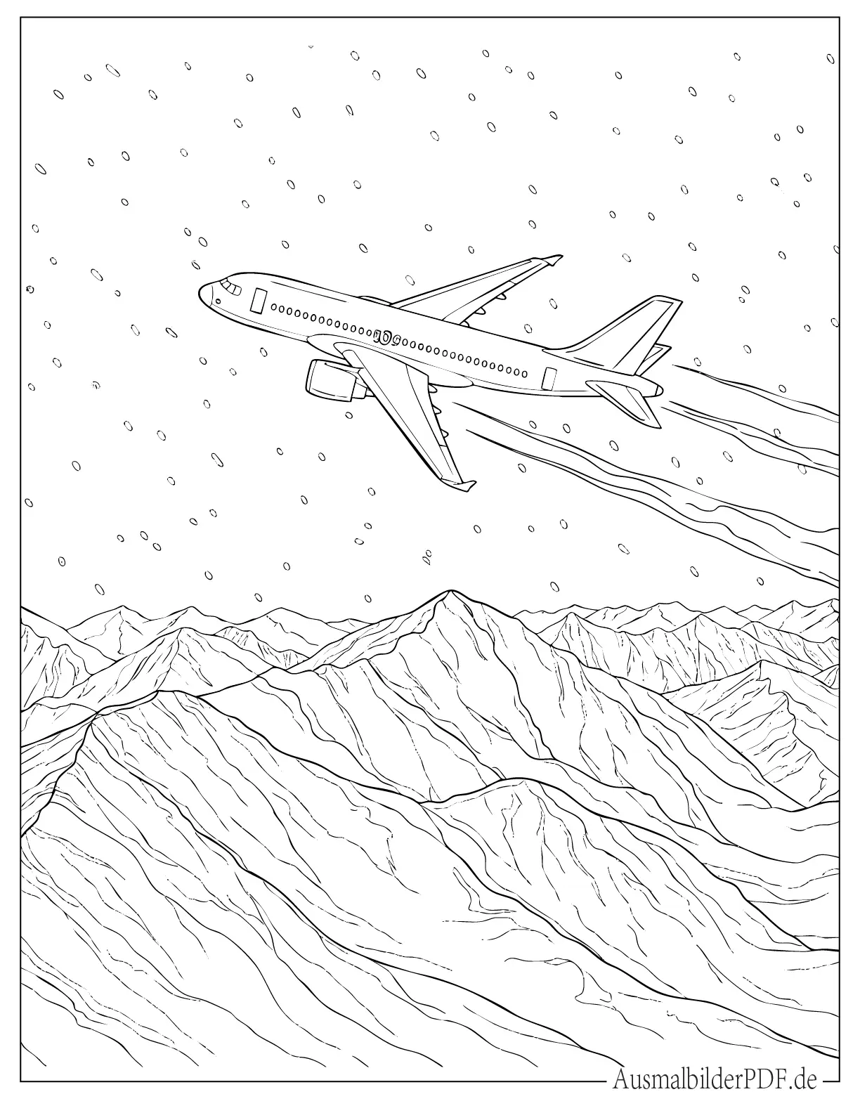 Flugzeug bei Schneewetter Ausmalvorlage