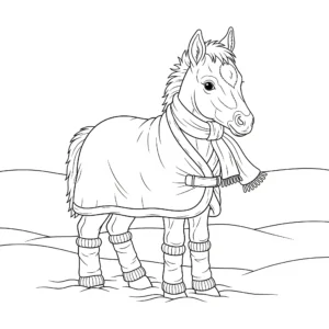 20 Pferde Ausmalbilder (Kostenlos Malvorlage zum Ausdrucken) pferde ausmalbilder kinder mit einem baby pferd das warme winterkleidung traegt als niedliche vorlage zum ausdrucken und ausmalen