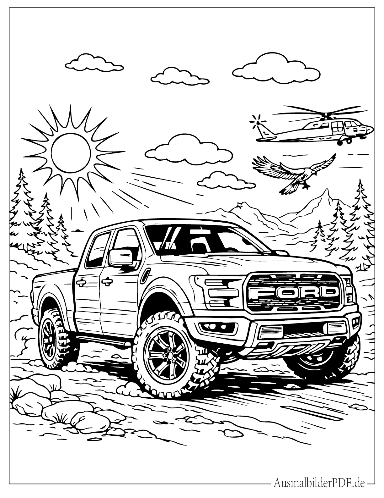 140 Auto Ausmalbilder (Gratis Malvorlagen zum Ausdrucken) Ford F-150 Truck zum Ausmalen