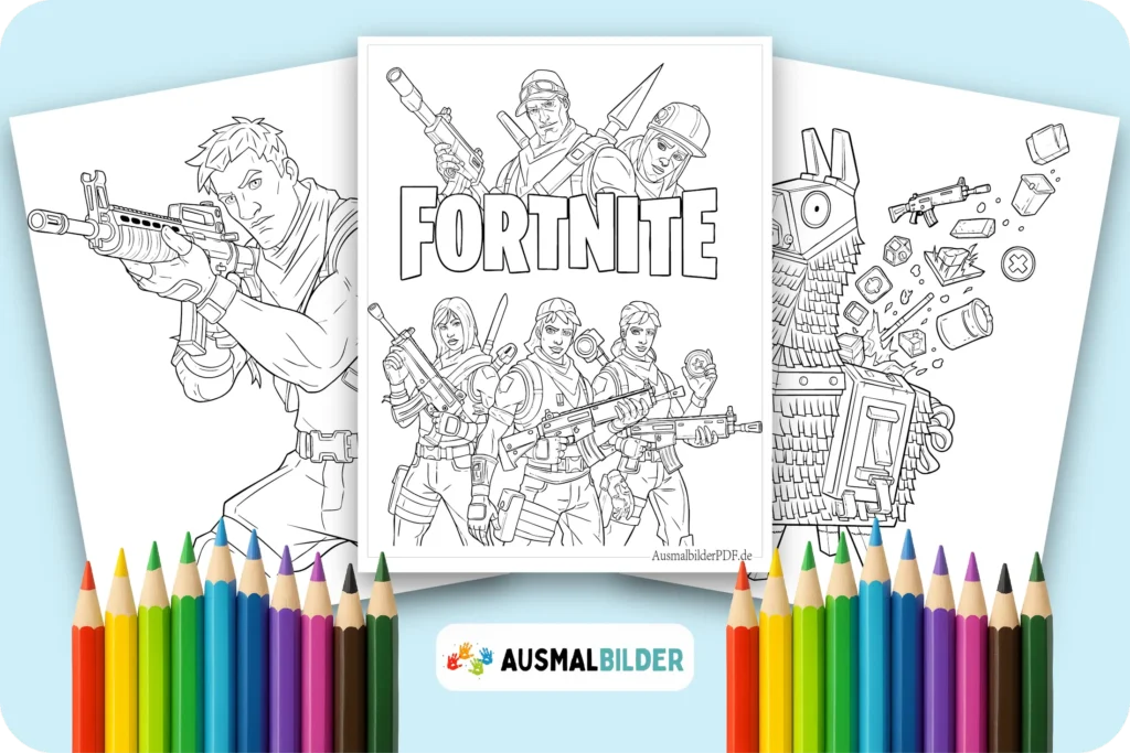 Fortnite Ausmalbilder zum Ausdrucken coole Malvorlagen für Gaming Fans
