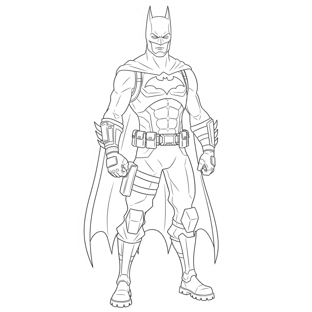 Fortnite Batman Skin als Ausmalbild – kostenlos drucken und ausmalen