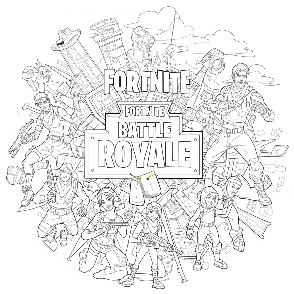 Fortnite Battle Royale Logo – Ausmalbild gratis zum Herunterladen und Ausmalen