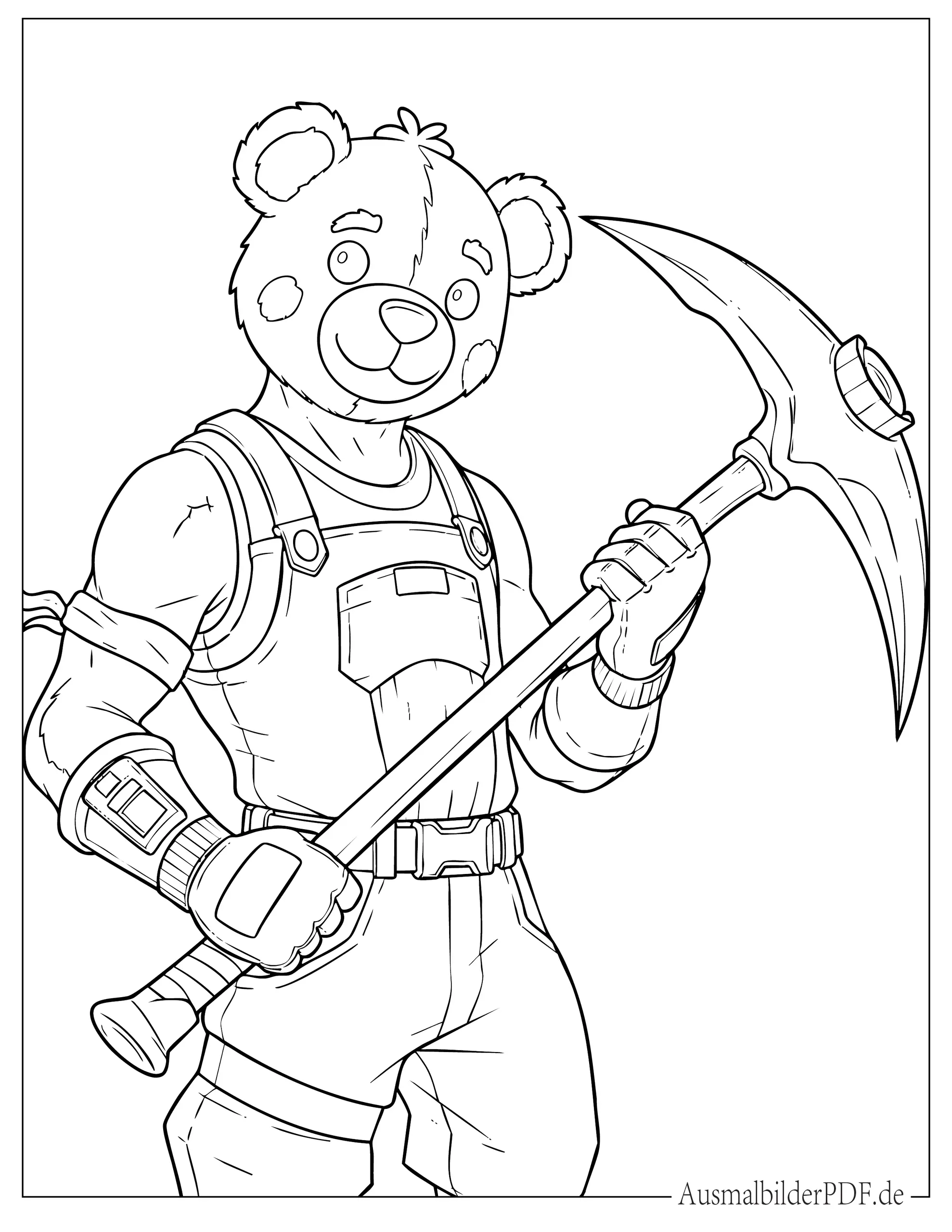 Fortnite Cuddle Team Leader hält Spitzhacke Ausmalbild
