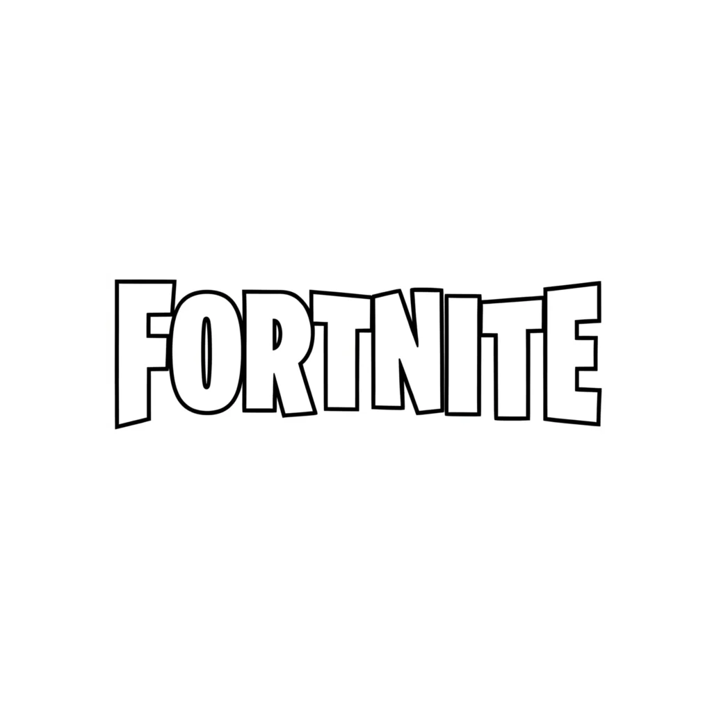 Fortnite Logo als Ausmalbild – einfache Vorlage zum kostenlosen Ausdrucken und Ausmalen