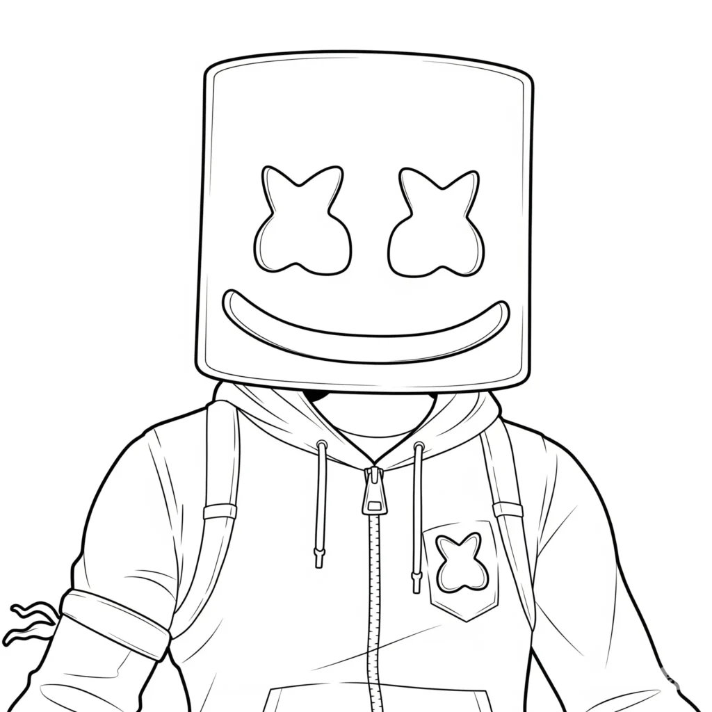 Cooles Fortnite Marshmello Skin Ausmalbild – perfekt zum kostenlosen Ausdrucken und Ausmalen für Fans
