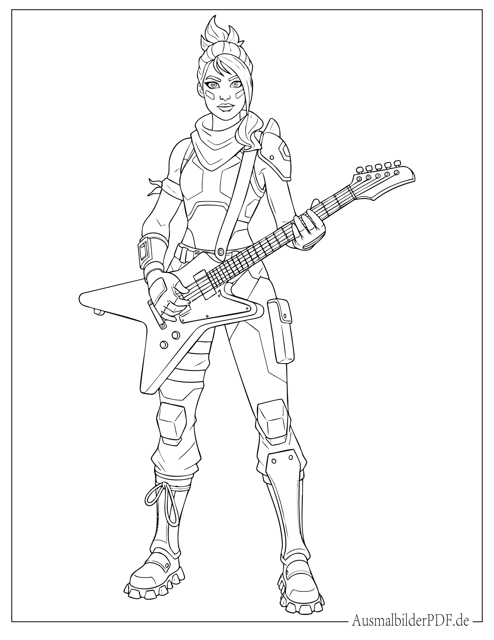 Fortnite Power Chord mit Gitarre Malvorlage