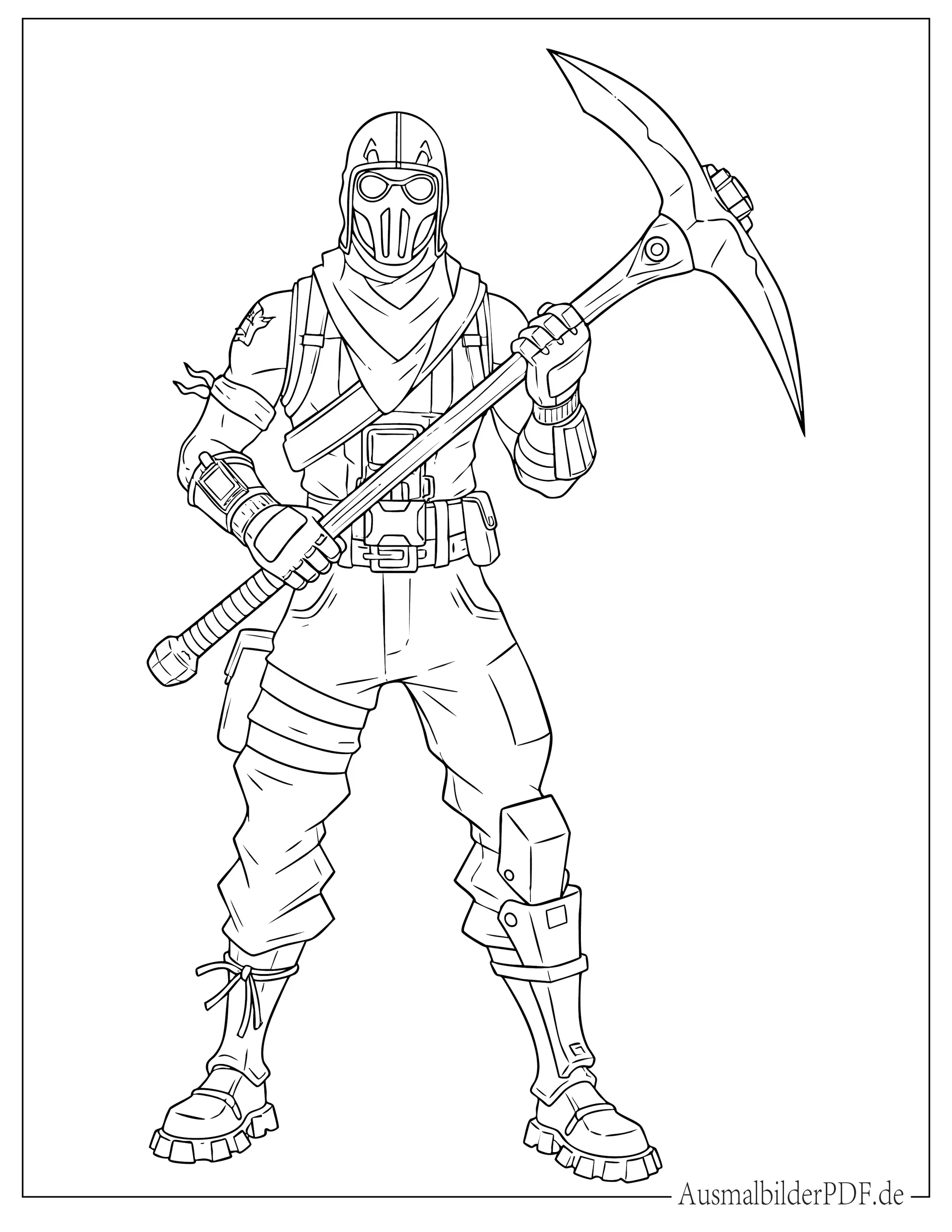 Fortnite Renegade Raider mit Spitzhacke Malvorlage