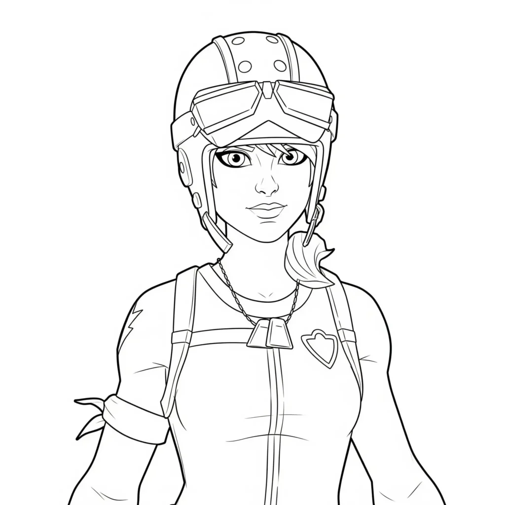 Coole Sparkplug Girl Figur aus Fortnite als Ausmalbild – ideal für kreative Fans zum kostenlosen Ausdrucken