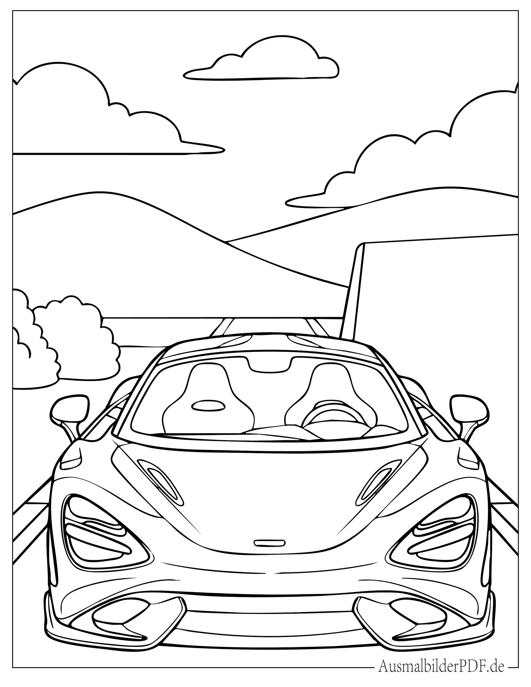 10+ McLaren Ausmalbilder (Gratis Malvorlagen zum Ausdrucken) Einfache Frontansicht des McLaren 765LT Malvorlage für Kinder