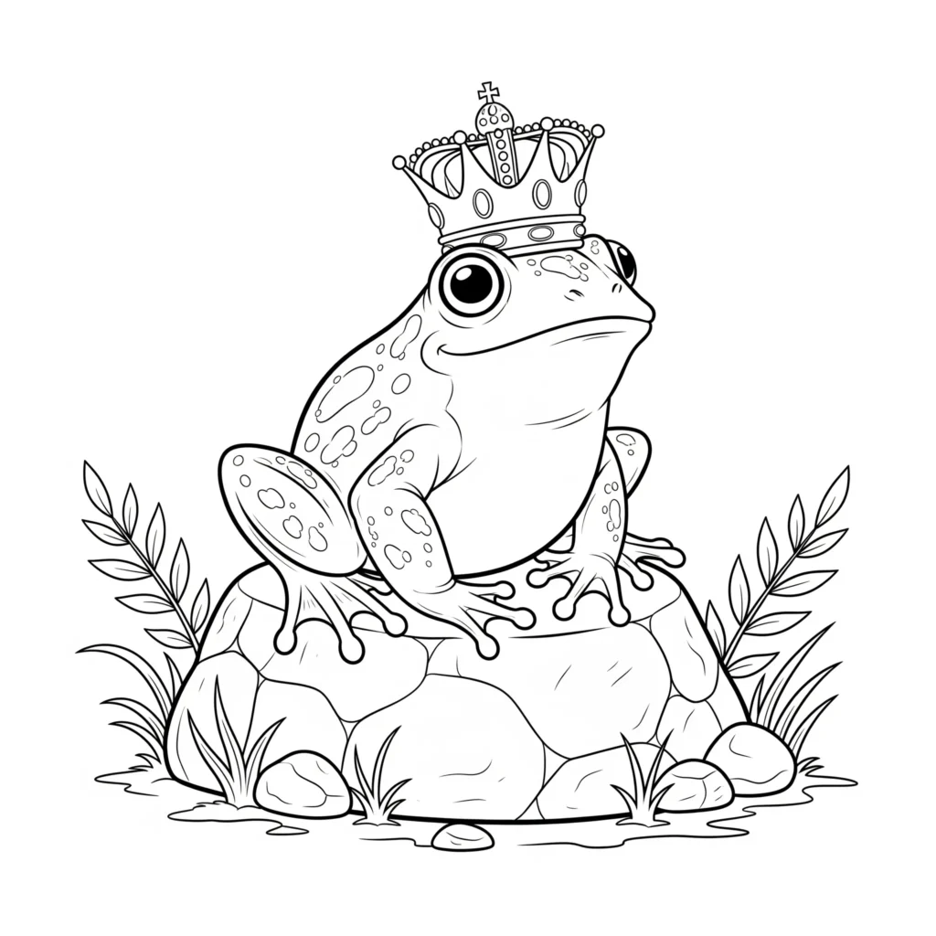 20+ Frosch Ausmalbilder (Kostenlos Malvorlage zum Ausdrucken) Kostenloses Ausmalbild eines Frosches mit Krone, perfekt zum Ausdrucken und Ausmalen für Kinder.