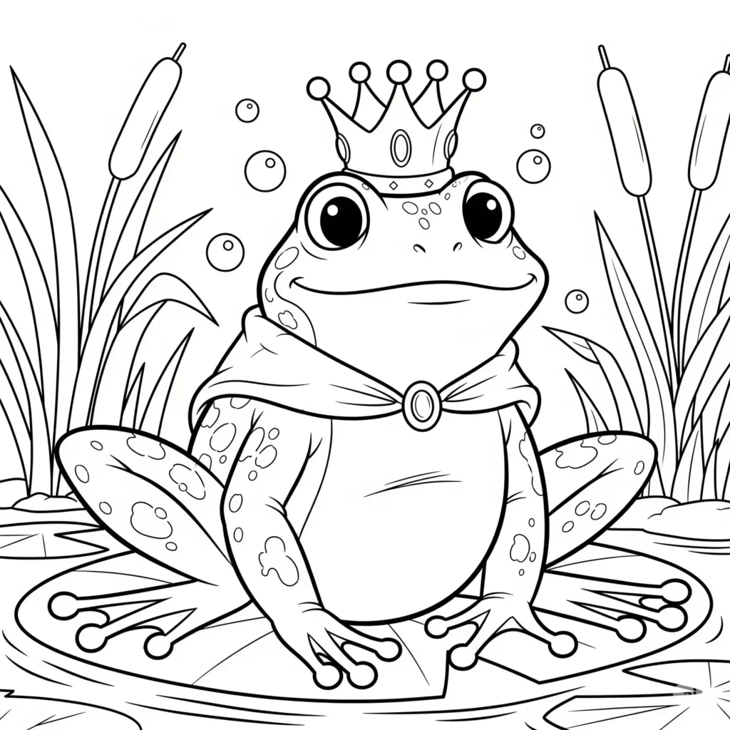 20+ Frosch Ausmalbilder (Kostenlos Malvorlage zum Ausdrucken) Froschprinz Ausmalbild mit Krone, ideal zum Ausdrucken und Ausmalen für Kinder.