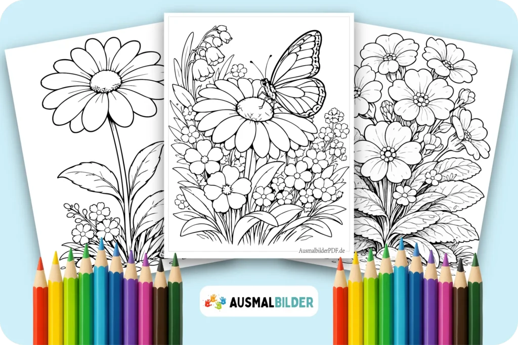 Frühlingsblumen Ausmalbilder kostenlose zum Ausdrucken