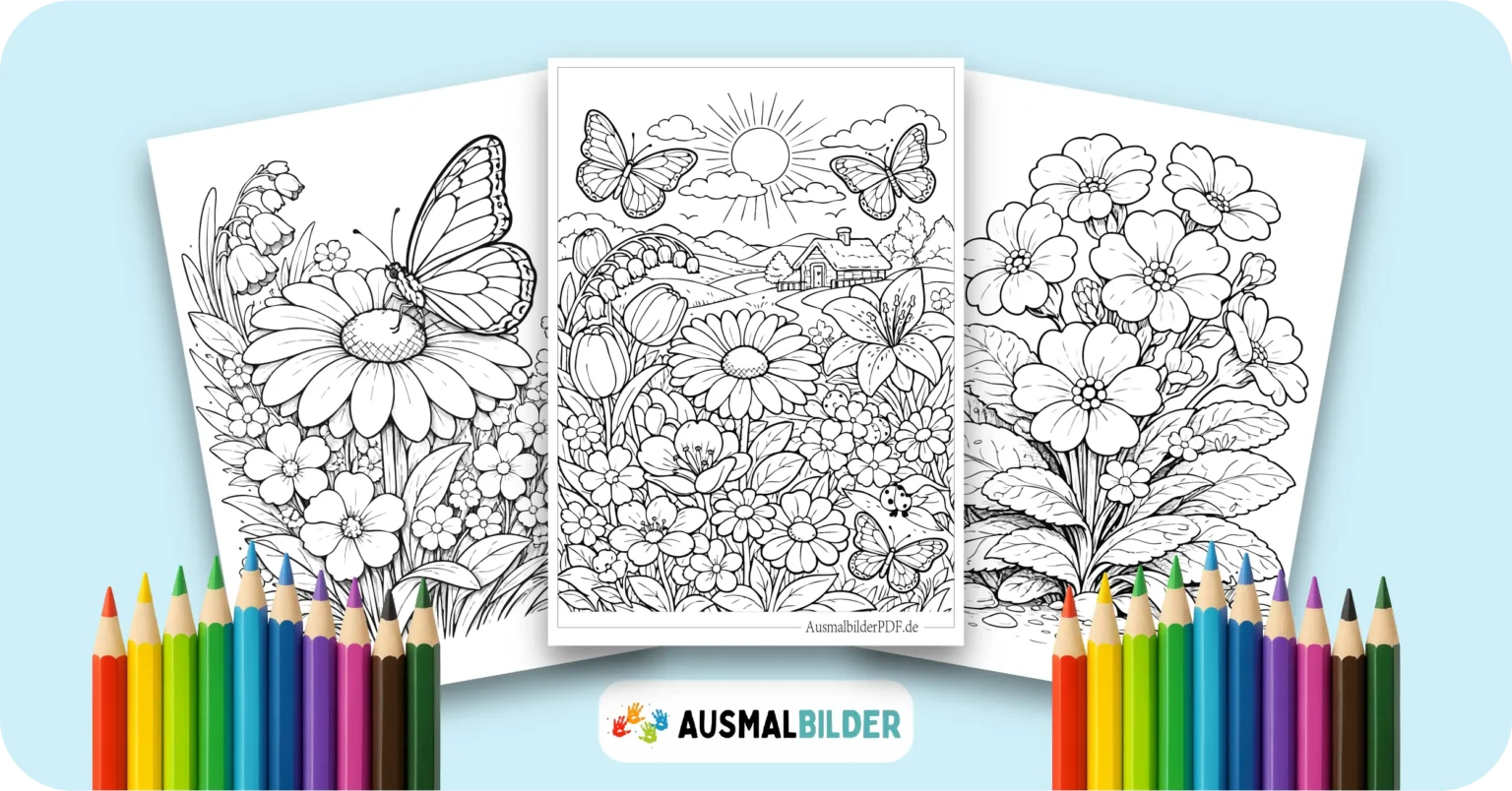 Frühlingsblumen Ausmalbilder kostenlose Malvorlagen zum Ausdrucken für Kinder und Erwachsene