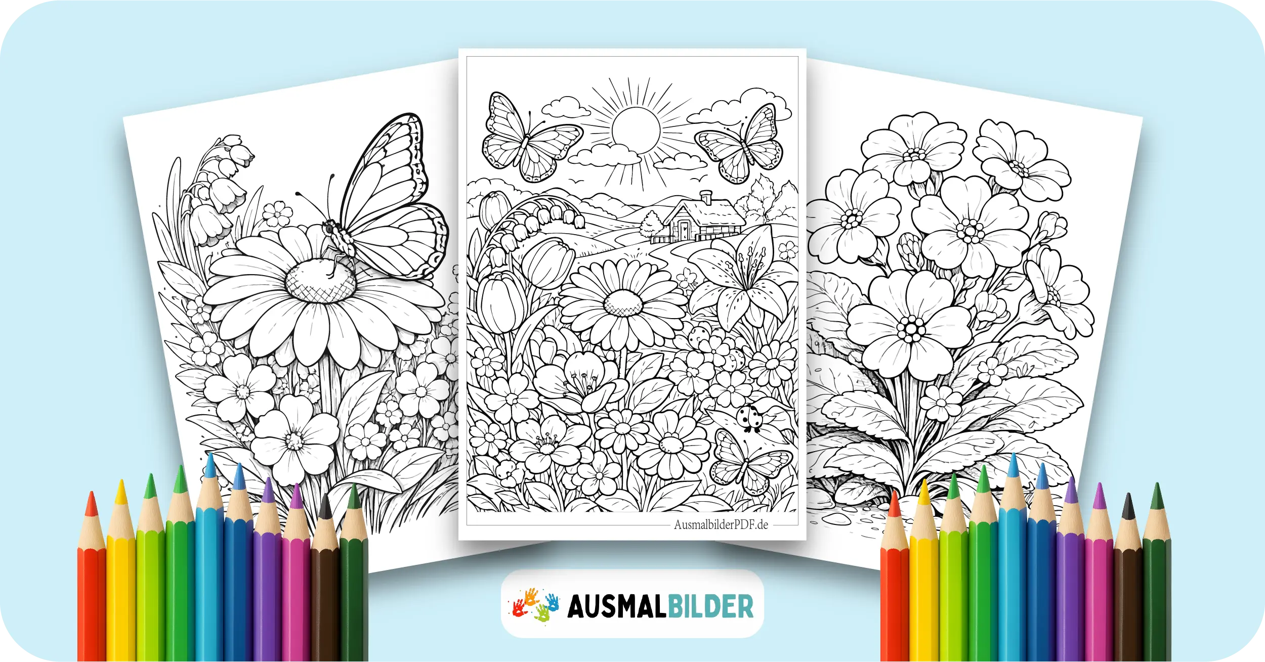 Frühlingsblumen Ausmalbilder kostenlose Malvorlagen zum Ausdrucken für Kinder und Erwachsene