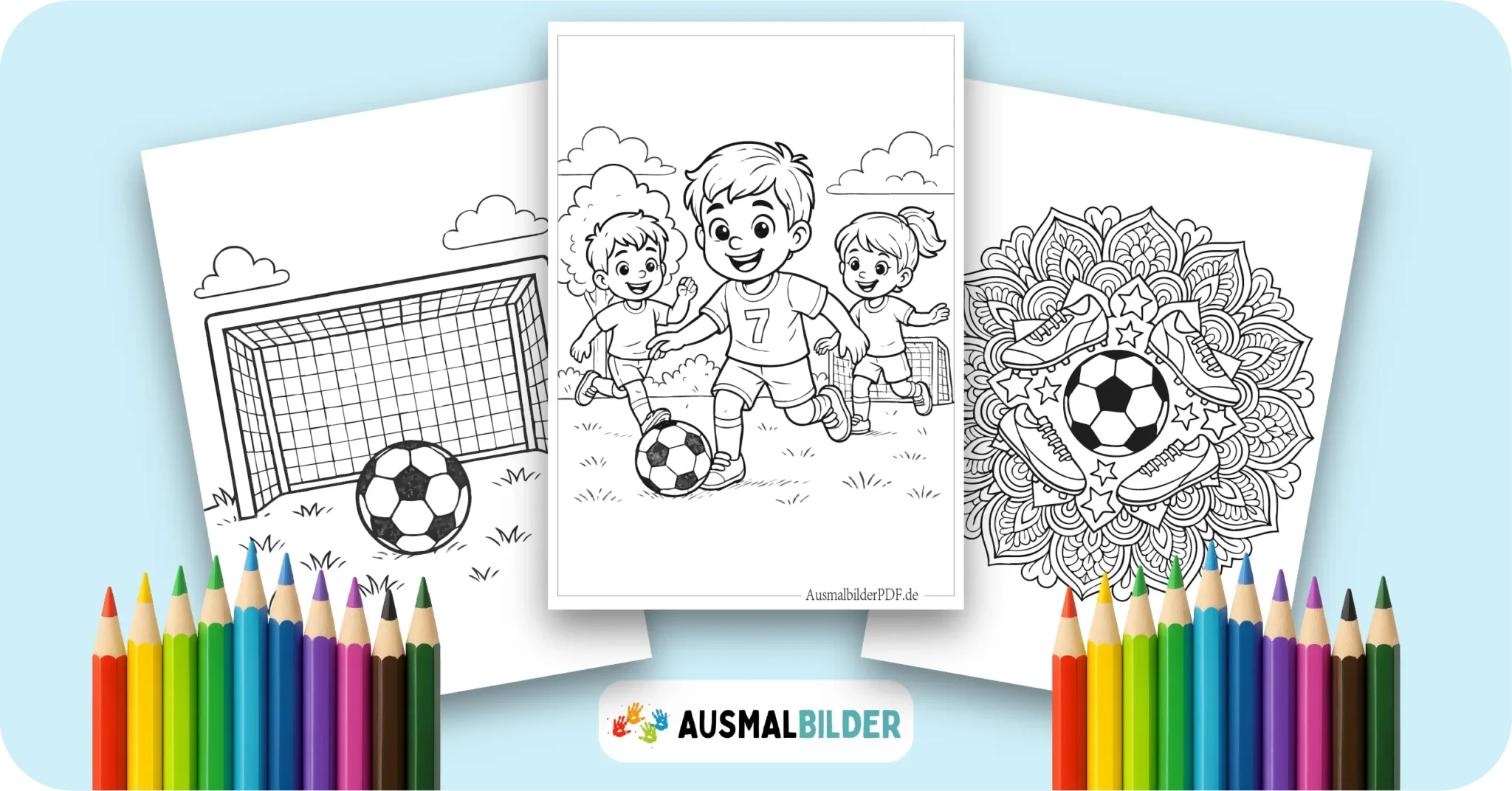 Fußball Ausmalbilder kostenlose Malvorlagen zum Ausdrucken für Kinder und Erwachsene