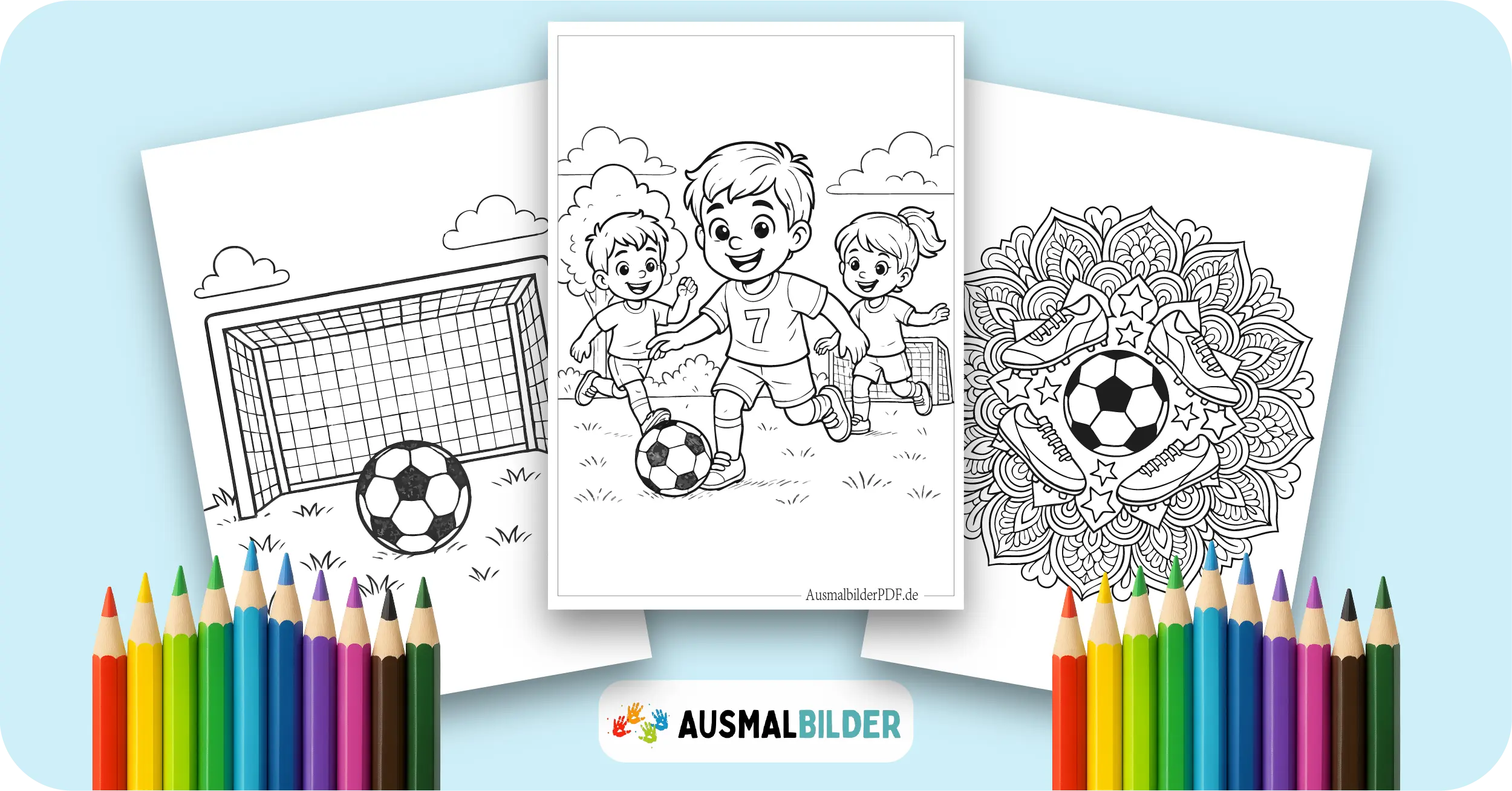 Fußball Ausmalbilder kostenlose Malvorlagen zum Ausdrucken für Kinder und Erwachsene