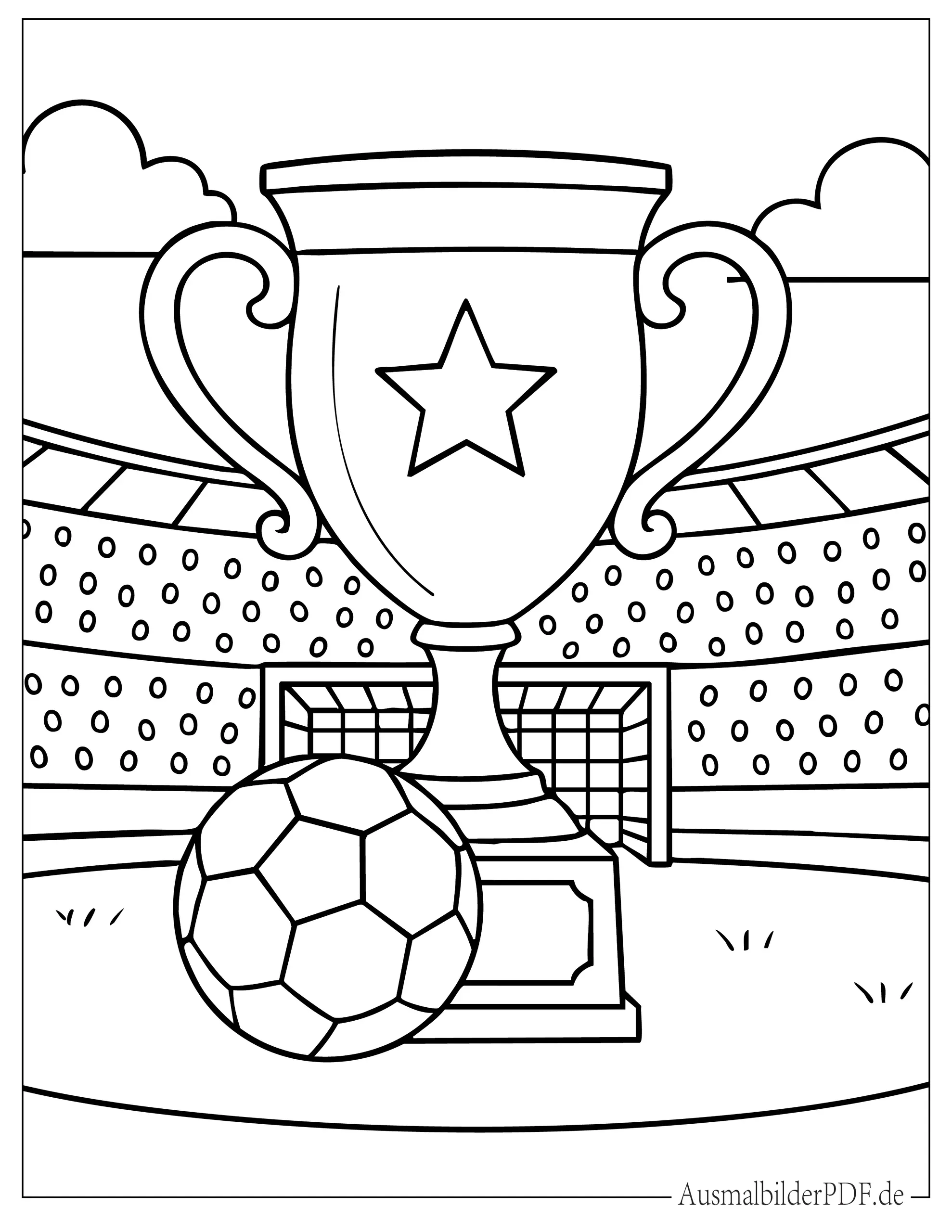 Einfache Fussball Trophäe im Stadium zum Ausmalen
