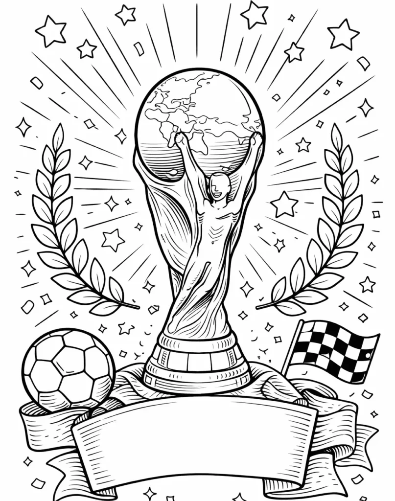 Pokal Ausmalbilder (Gratis Malvorlage PDF zum Ausdrucken) Fußball Pokal Vorlage als Ausmalbild für Kinder, ideal zum Ausdrucken und kreativen Ausmalen