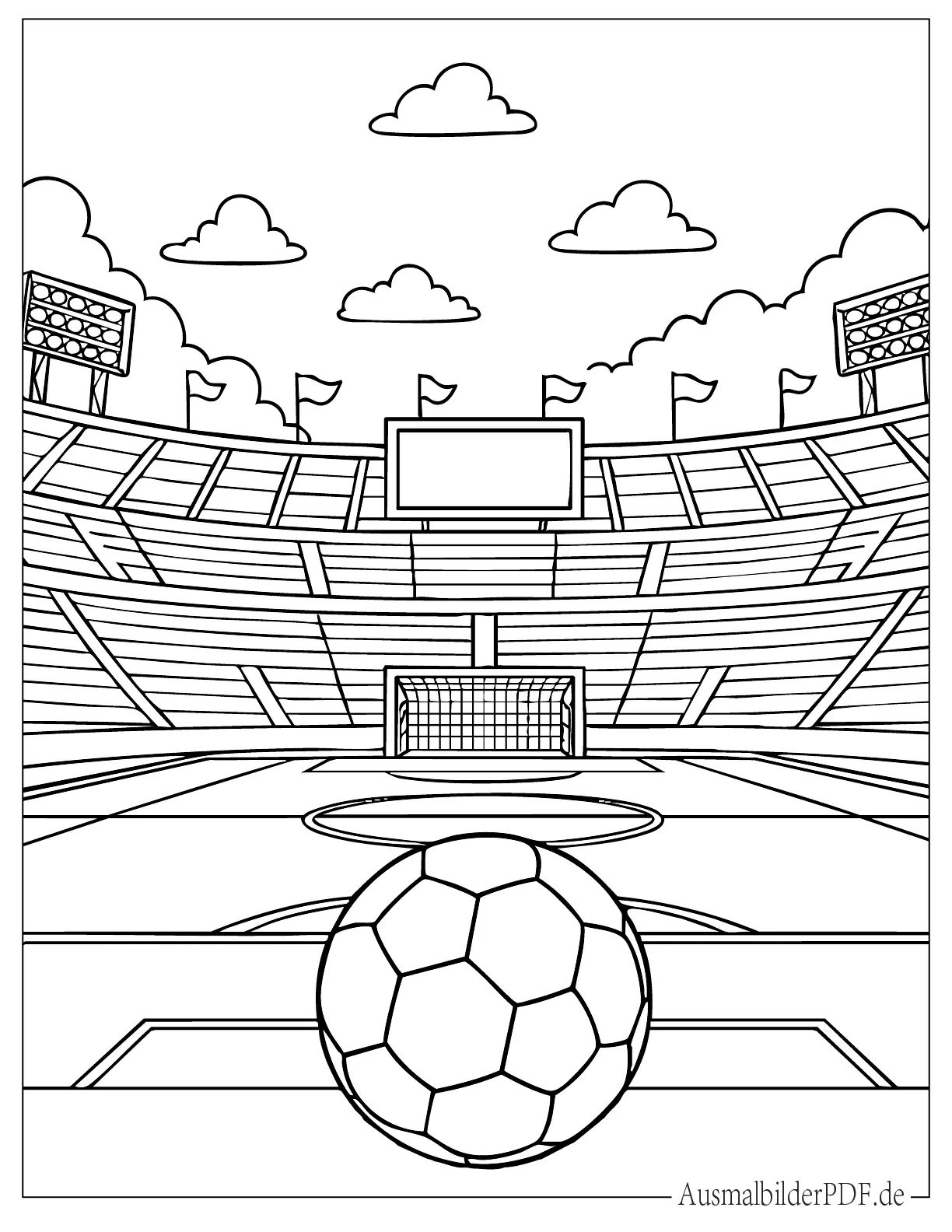 Fußballstadion Ausmalbild zum Ausdrucken