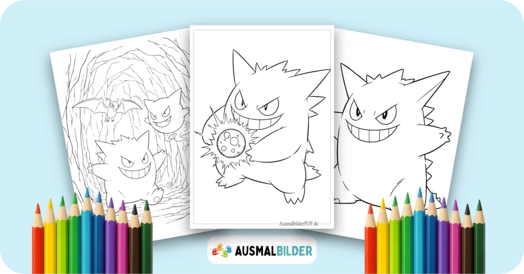 Gengar Ausmalbilder kostenlose Malvorlagen zum Ausdrucken für Kinder und Erwachsene