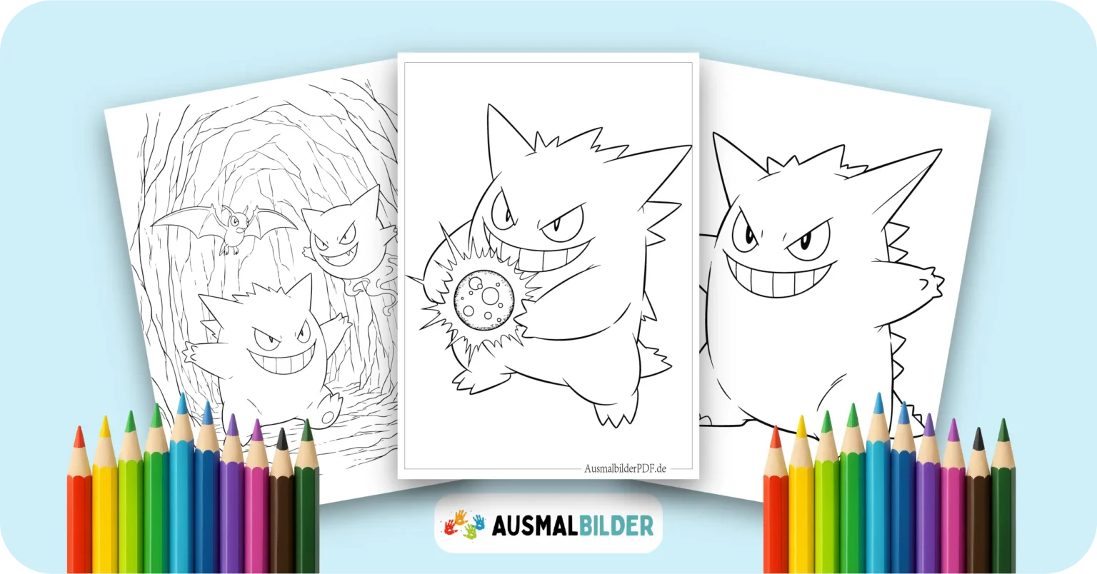 Gengar Ausmalbilder kostenlose Malvorlagen zum Ausdrucken für Kinder und Erwachsene