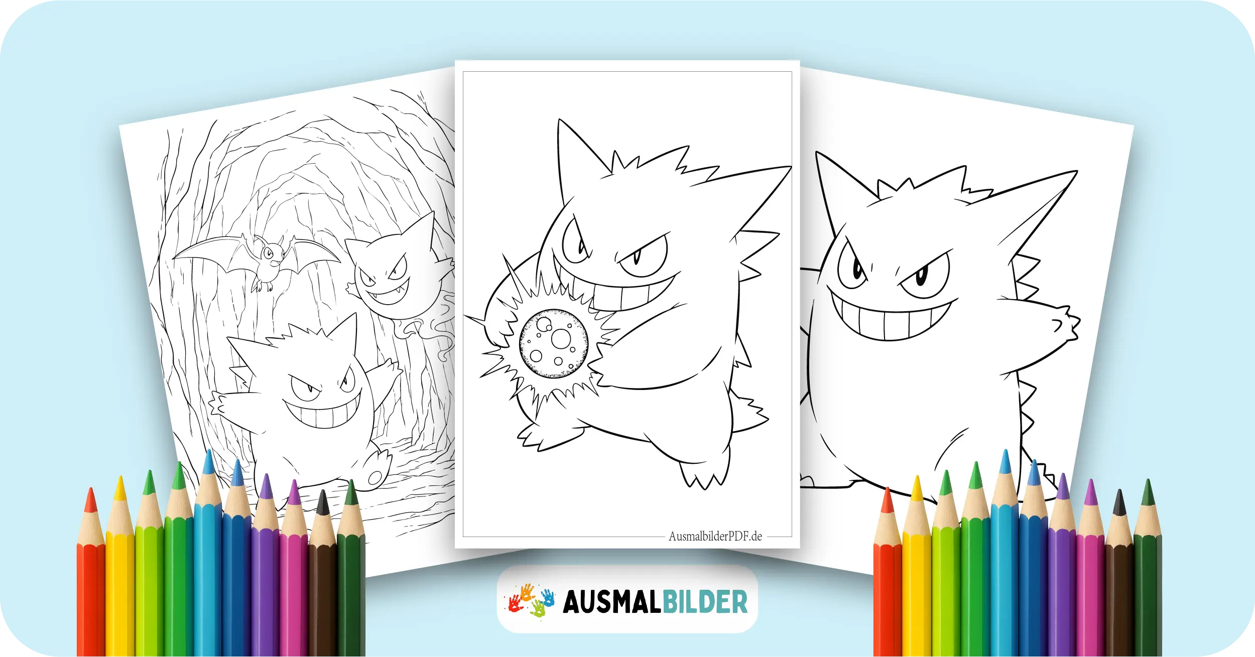 Gengar Ausmalbilder kostenlose Malvorlagen zum Ausdrucken für Kinder und Erwachsene