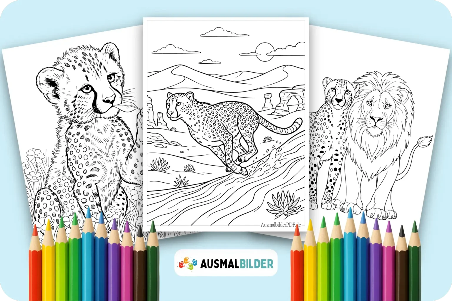 Gepard Ausmalbilder kostenlose zum Ausdrucken für Kinder und Erwachsene