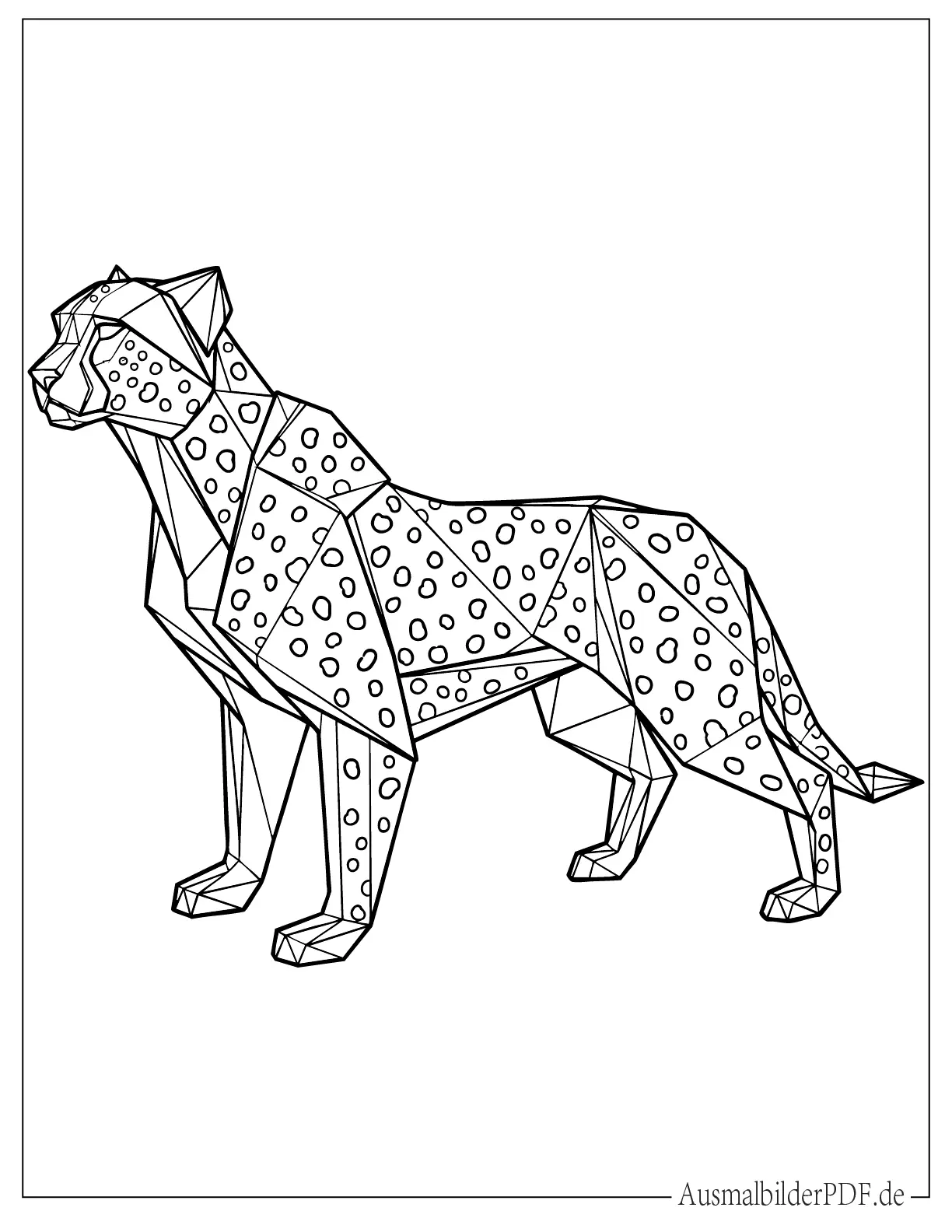 Origami Gepard zum Ausmalen für Kinder