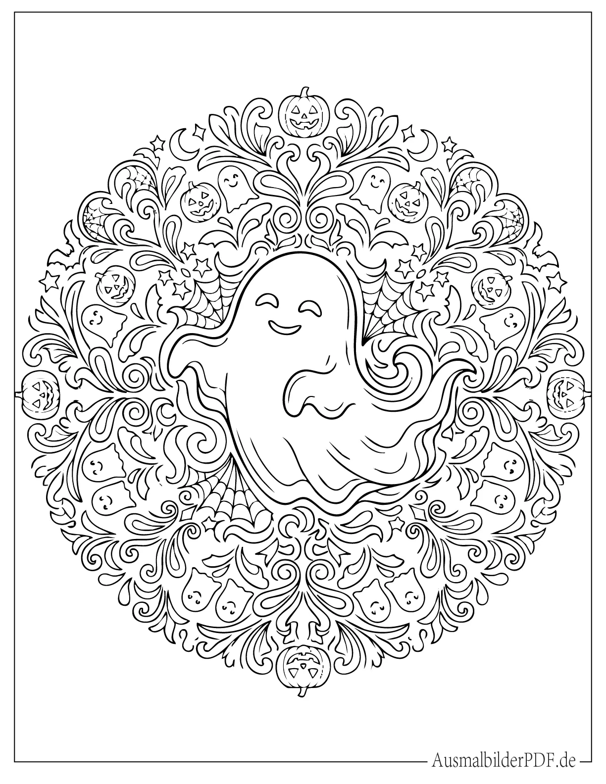 Detailliertes Geist Mandala Ausmalbild für Erwachsene