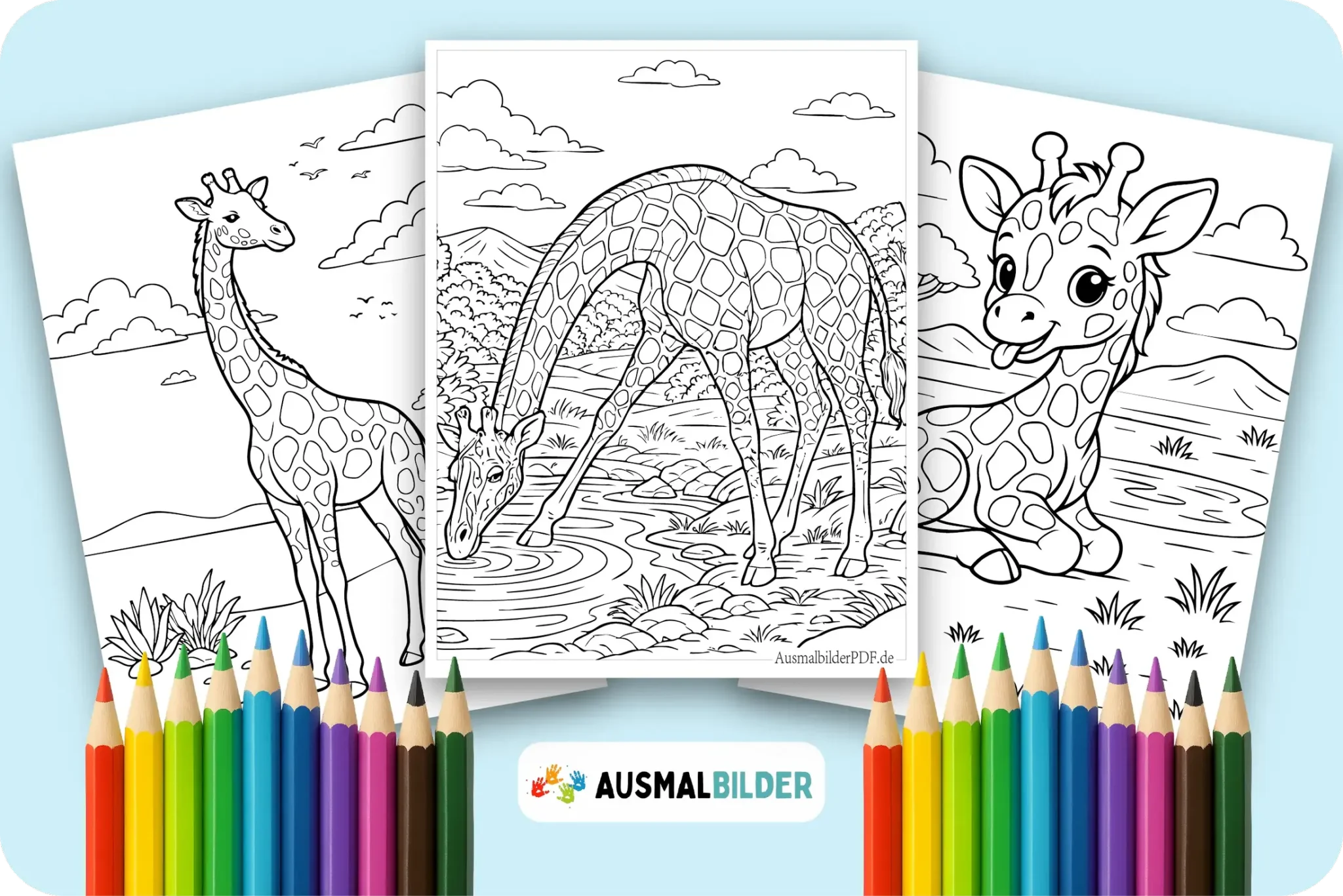 Giraffe Ausmalbilder kostenlose zum Ausdrucken für Kinder jeden Alters