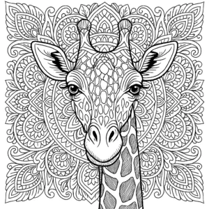 24 Tier Mandalas (Ausmalbilder für Erwachsene und Kinder) Mandala Ausmalbild mit Giraffe – kunstvolle Linienzeichnung zum Ausmalen für Kinder und Erwachsene