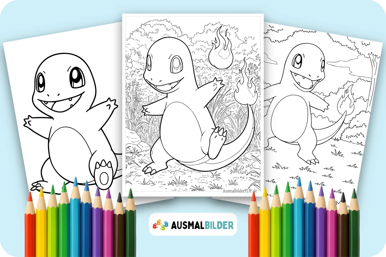 Pokémon Glumanda Ausmalbilder kostenlose zum Ausdrucken für Kinder jeden Alters