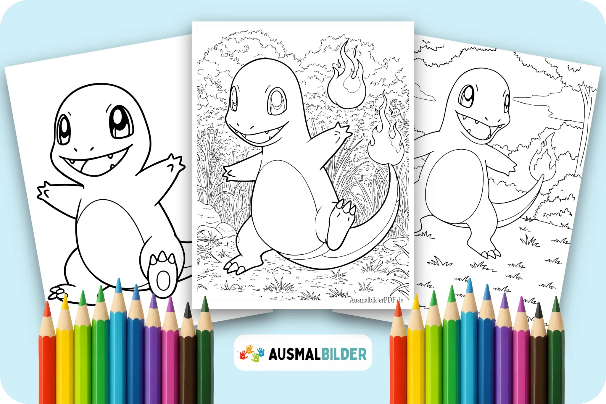 Pokémon Glumanda Ausmalbilder kostenlose zum Ausdrucken für Kinder jeden Alters