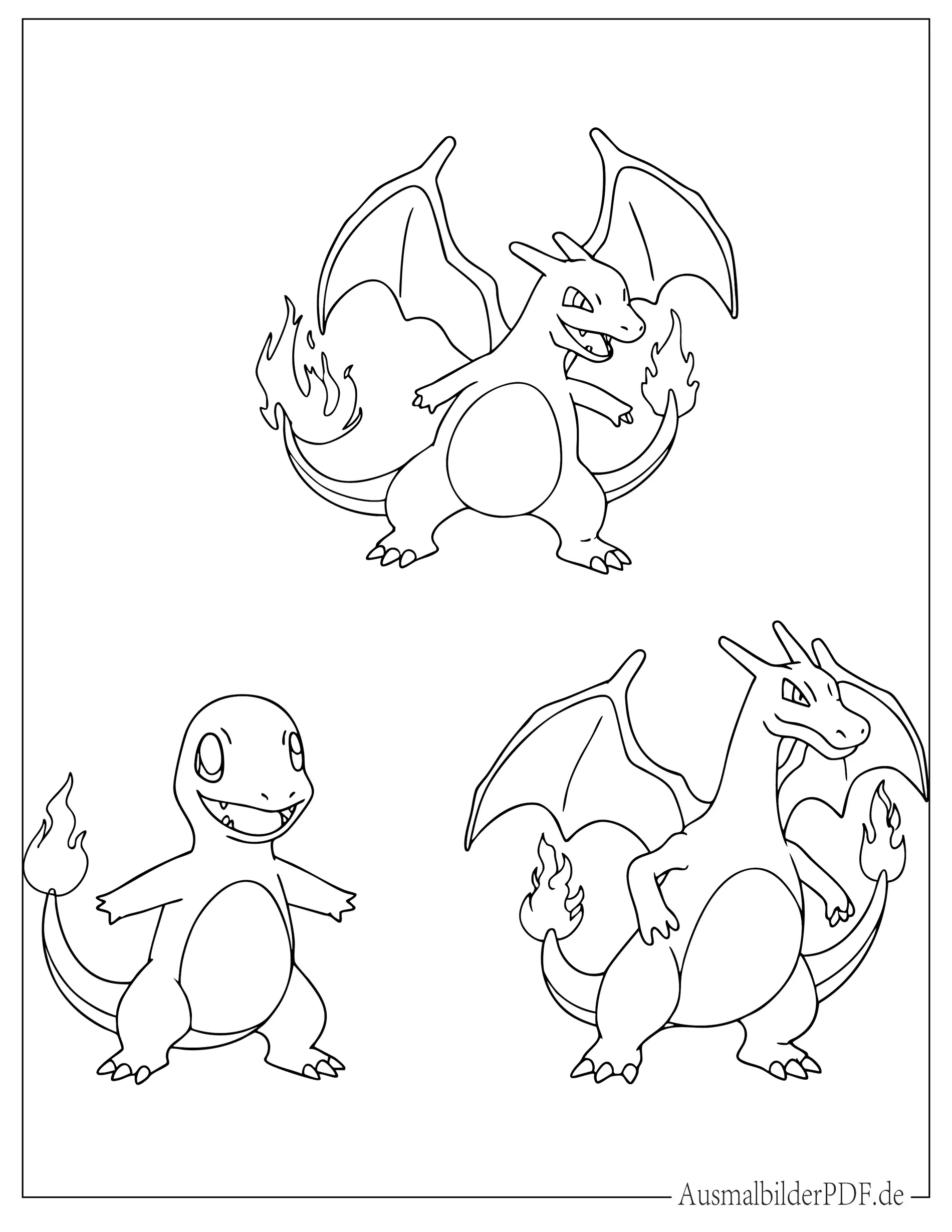 Pokemon Glumanda Entwicklung Ausdruckbare Malvorlage