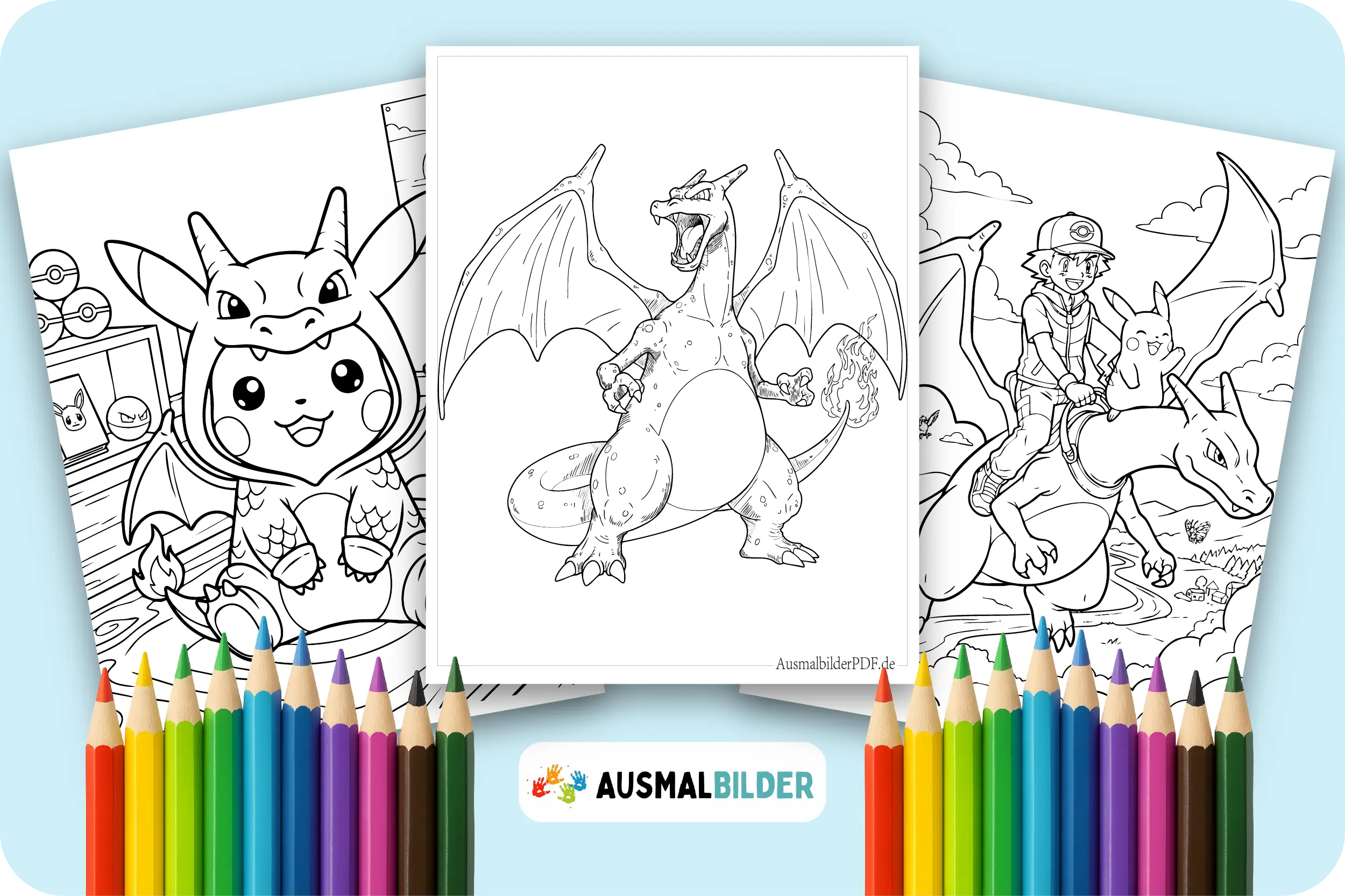 Pokémon Glurak Ausmalbilder kostenlose Malvorlagen zum Ausdrucken für Kinder