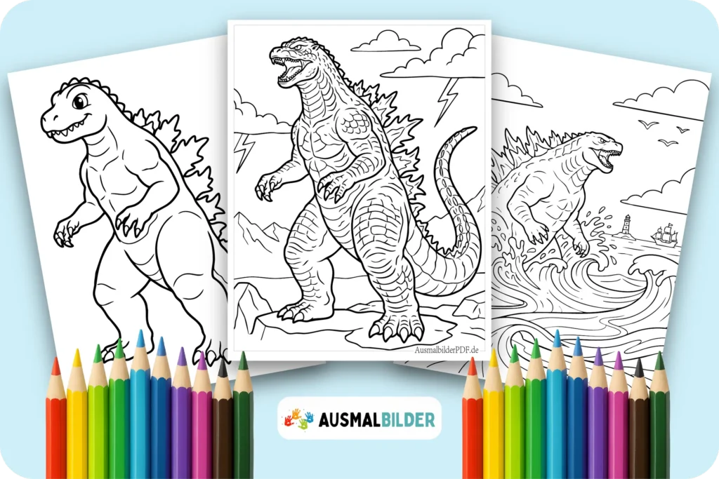 Godzilla Ausmalbilder kostenlose zum Ausdrucken für Kinder und Erwachsene
